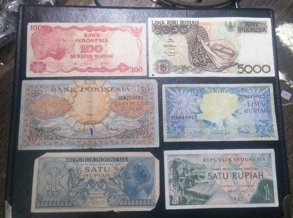 BL 2896 Lot 6 Lembar Uang Kuno Indonesia Berbeda Jenis Dan Tahun Sesuai