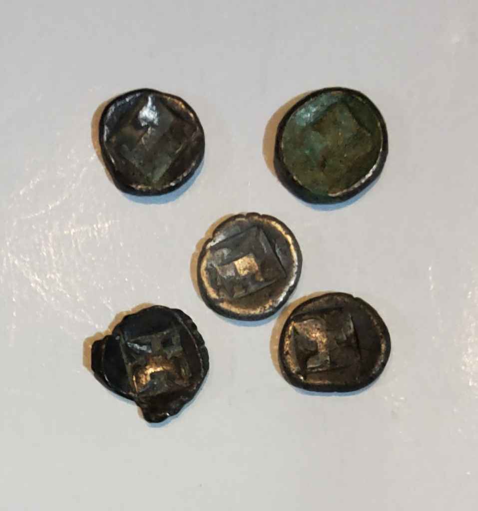 5 Pcs Koin Perak Kuno Massa,  Koin barter Era Majapahit (K 0003)