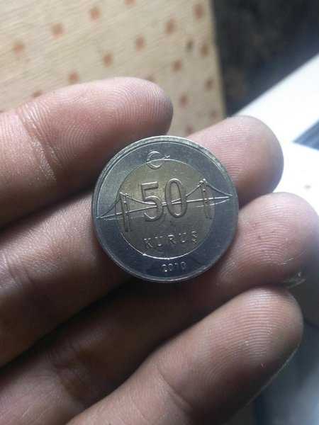 A 1797 Koin Kuno Bimetal 50 Kurus Turkiye Bekas Pakai Kondisi Sesua Gambar