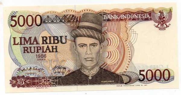 Bl 1874 Indonesia 5000 Rupiah tahun 1986 Perfect UNC Mulus Sesuai Gambar
