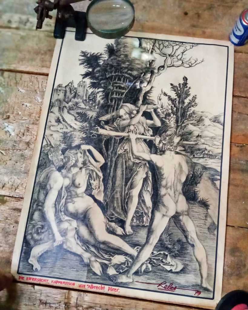 lukisan pencil repro Samson & Delilah karya Helas th 79