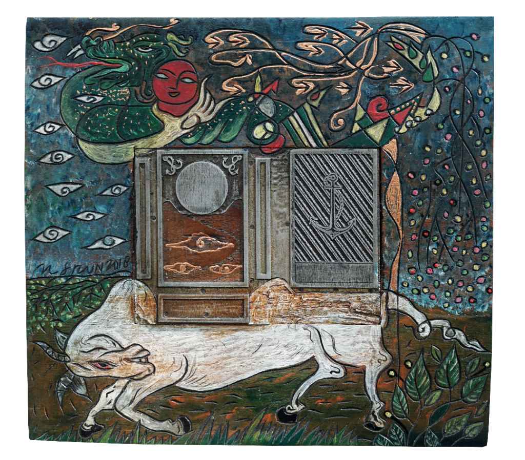 Lukisan Karya Nasirun #9 Stample 2018 #90 on Wood [A008]