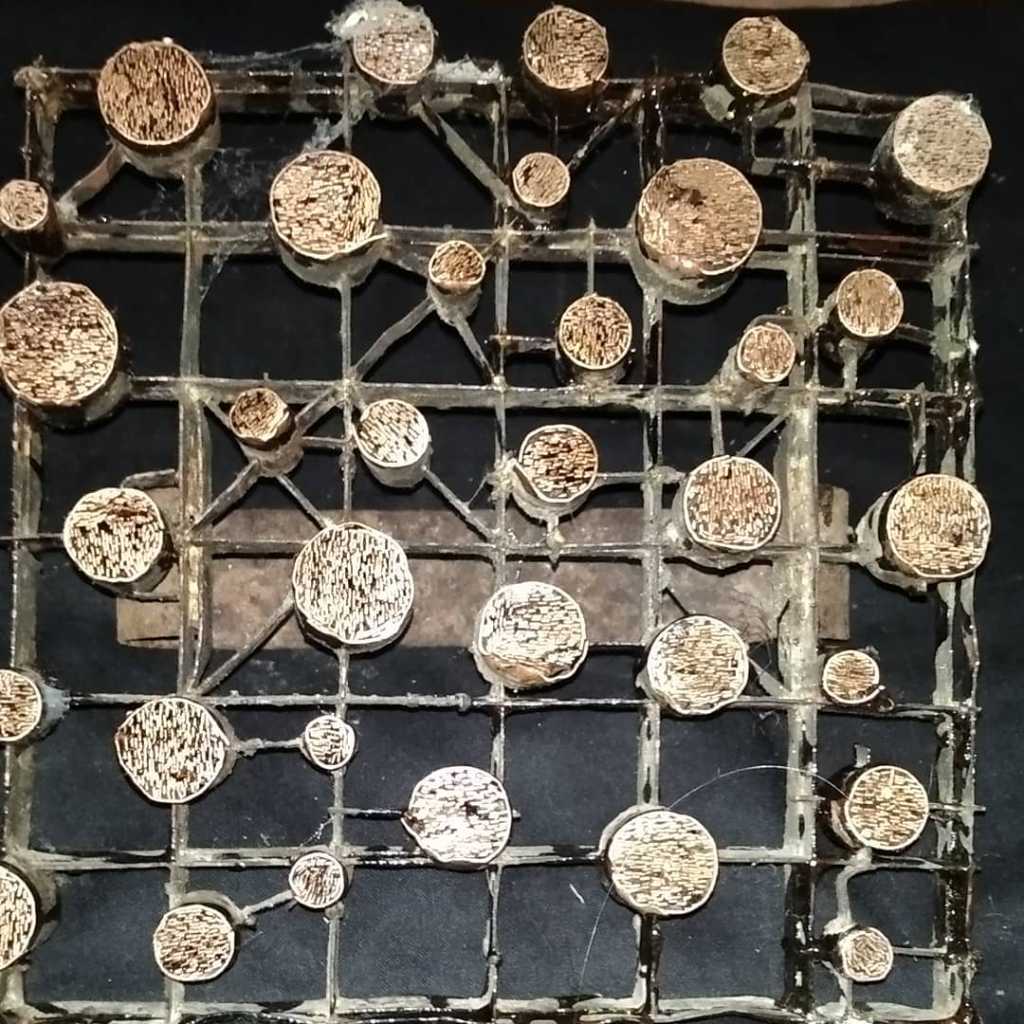 Cap batik motif bulat bahan tembaga ukuran 19 cm x 19 cm