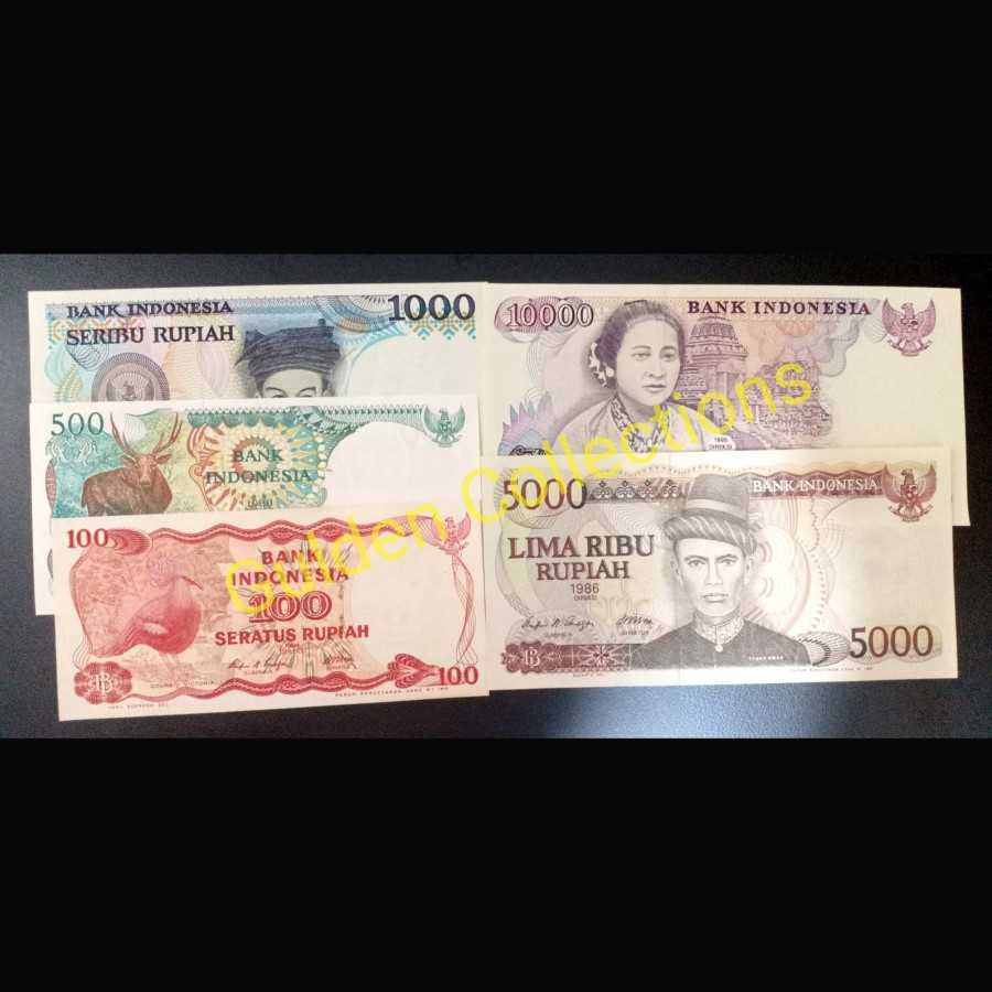 Paket Lengkap Uang Kuno Tahun 80an 100 sampai 10000 rupiah 5 pcs