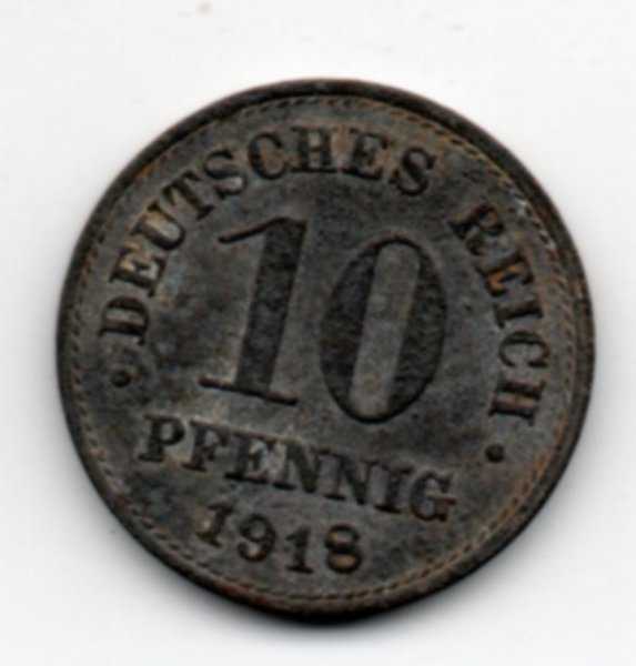 A1117 Jerman Lama Reichs 10 Pfening Tahun 1918 Bekas Pakai Sesuai Gambar