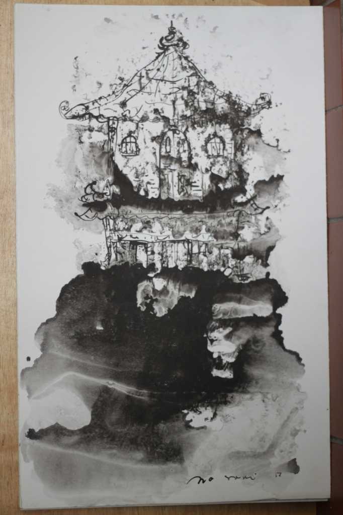 Lukisan tinta diatas kertas ( Dibalik Awan )