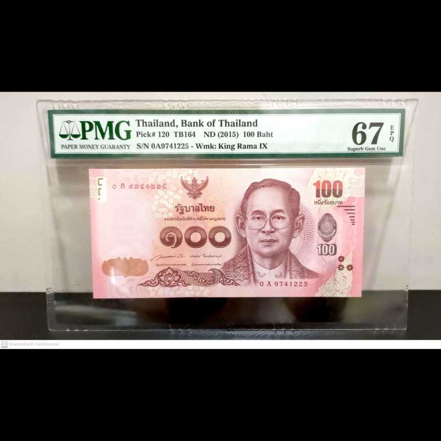 Thailand 100 Bath King Rama IX UNC PMG 67 EPQ