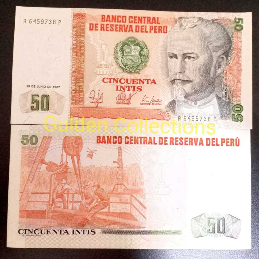 Uang Kuno Peru 50 Intis 1987 UNC Baru Gress Mulus