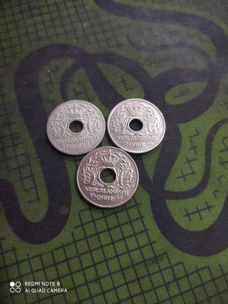 A1354 Set tahun 5 Cent 3 Keping 1913 1921 1922 Koin kuno indonesia Jaman Belanda Lihat Diskripsi