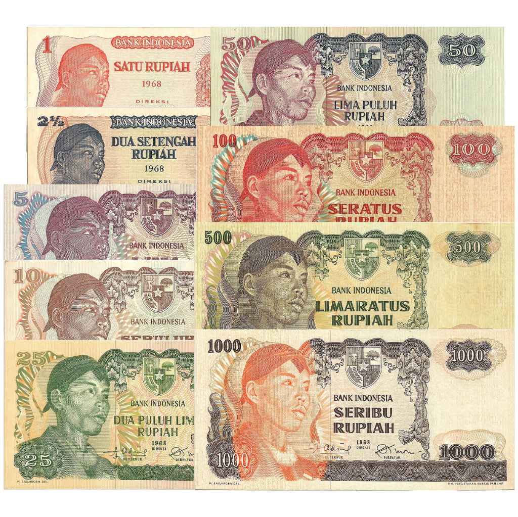SET Uang Kuno Indonesia 1968 (Sudirman) Set 1-1000 Rupiah