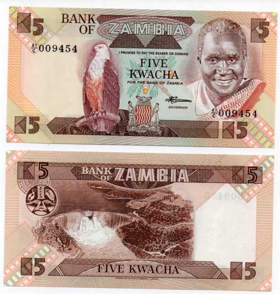 BL 430 ZAMBIA 5 KWACHA 1980-88 UNC Per 1 lembar