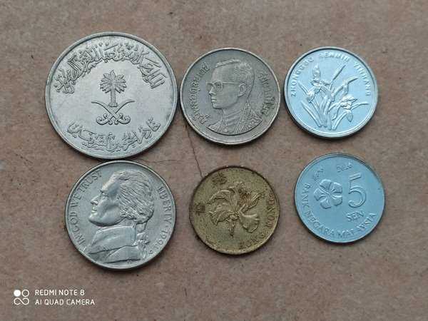 A2778 Set 6 keping koleksian Koin Asing Beda Negara Asli Ready