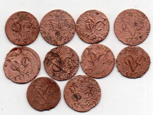 A2306 Lot 10 Pcs Koin VOC Duit Jelek Sudah Di Sikat Sesuai Gambar