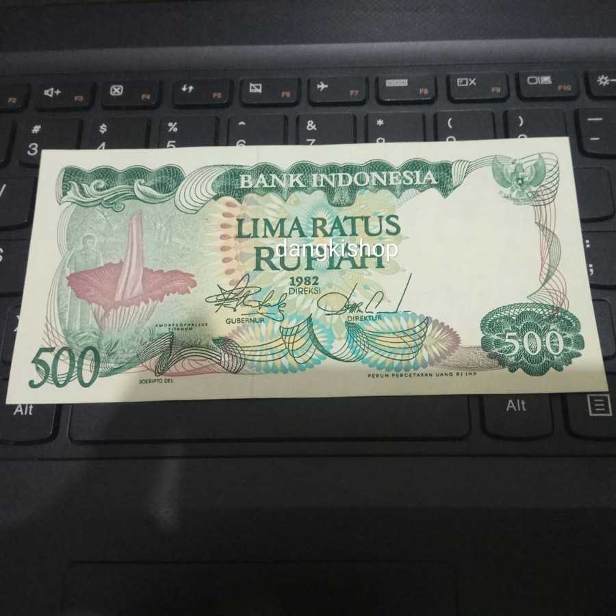 uang kuno 500 bunga bangkai tahun 1982 gress