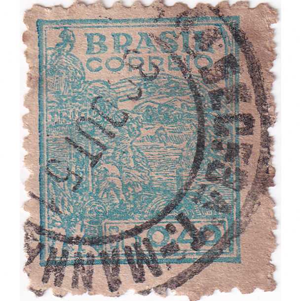 Prangko Brazil 1946 - Local Motifs and Personalities - No Control Lines on Backside 0.40Cr Used