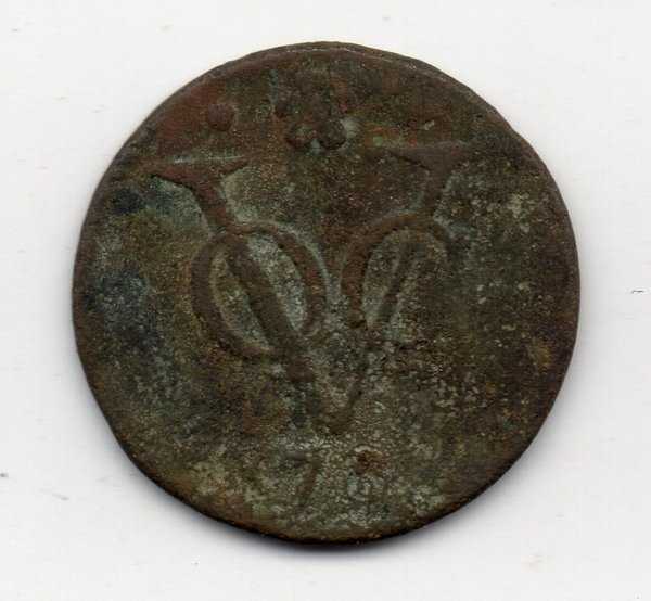 A1401 VOC Provinsi Holland Duit Tahun 178X Bekas Sesuai Gambar