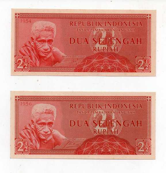 BL3119 Set Tahun 2 Setengah Rupiah 1954 Dan 1956 Kondisi Mulus Gress