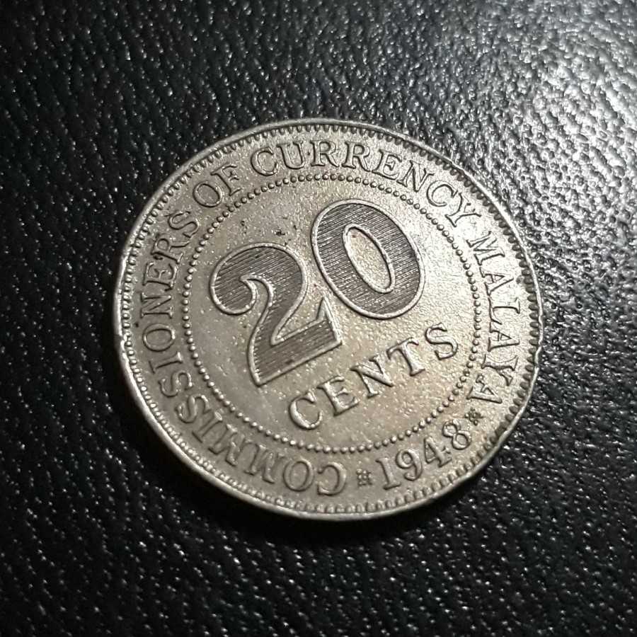 Malaya - 20 Cents 1948 : Koin / Asing / Uang Kuno