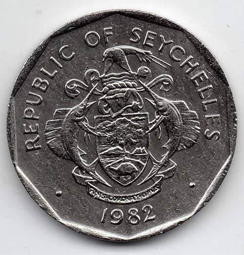 X 712 Seychelles 5 Rupees Tahun 1982 Sesuai Gambar