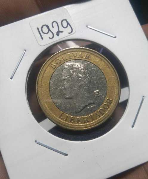 A 1929 Koin Bimetal 1 Bolivares Venezuela Bekas Pakai Kondisi Sesuai Gambar