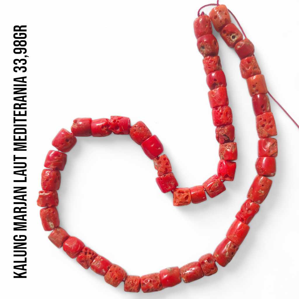 Kalung Marjan Corallium Rubrum Asli Laut Mediterania 33,98 Gram
