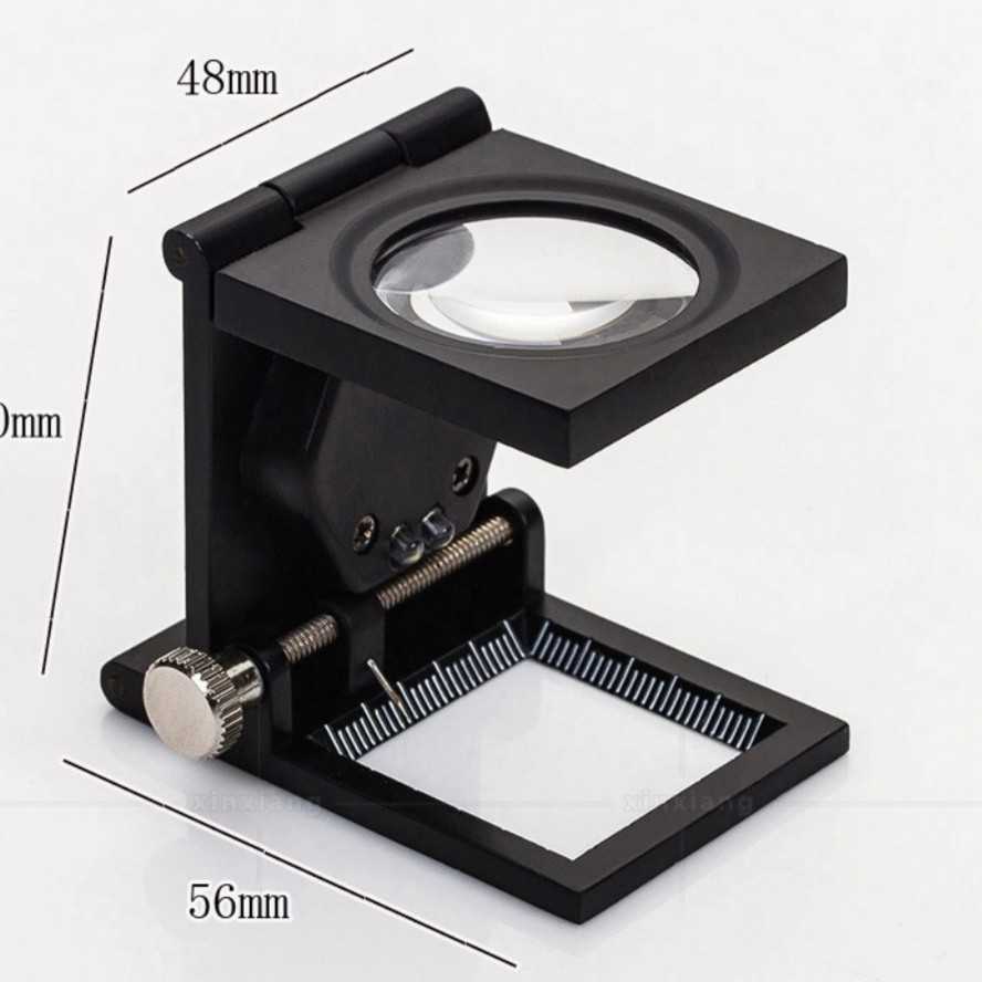 Kaca pembesar 10x lipat logam 2 led