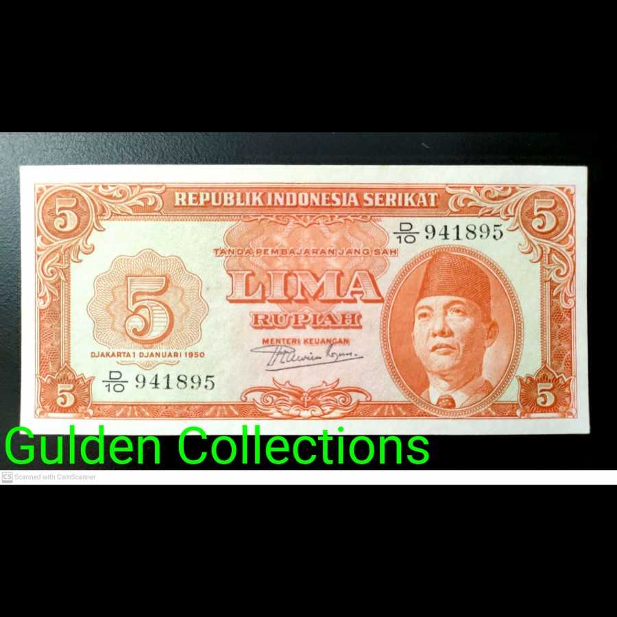 uang kuno 5 rupiah seri RIS tahun 1950