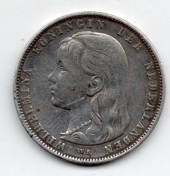A2948 Koin Perak 1 Gulden Wilhelmina Tahun 1892 Sesuai Gambar Asli READY