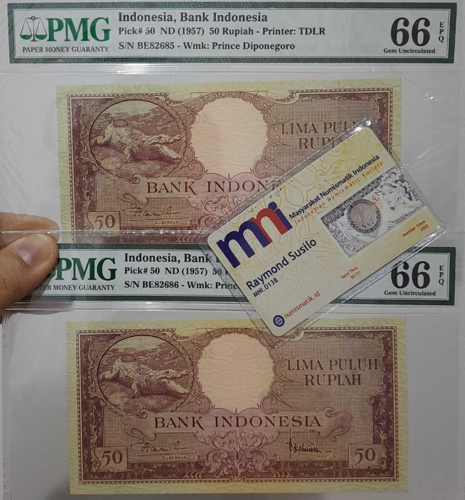 2 Pcs Urut UKI Seri Hewan PMG66 EPQ 50 Rupiah Buaya