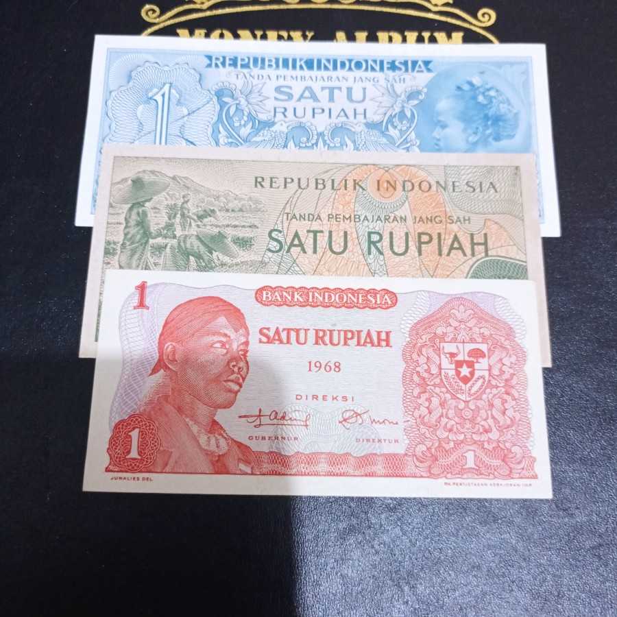 set uang kuno 1 rupiah beda generasi gress
