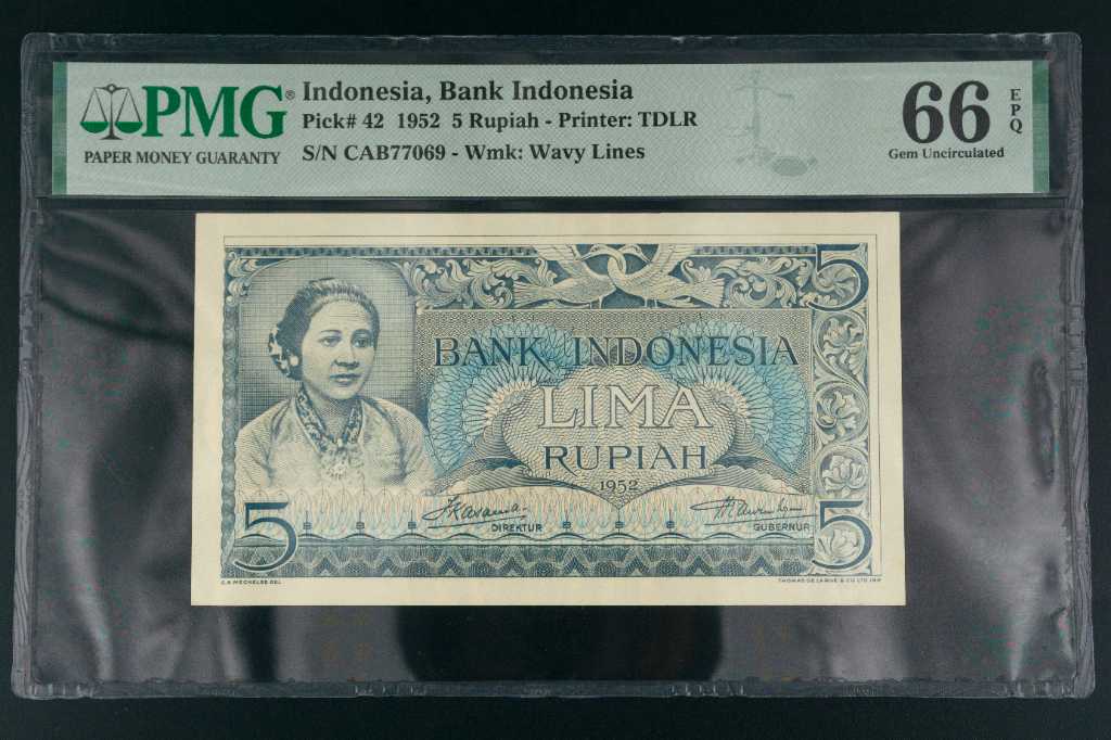 UANG PMG 5 RUPIAH 1952 SCORE 66 EPQ