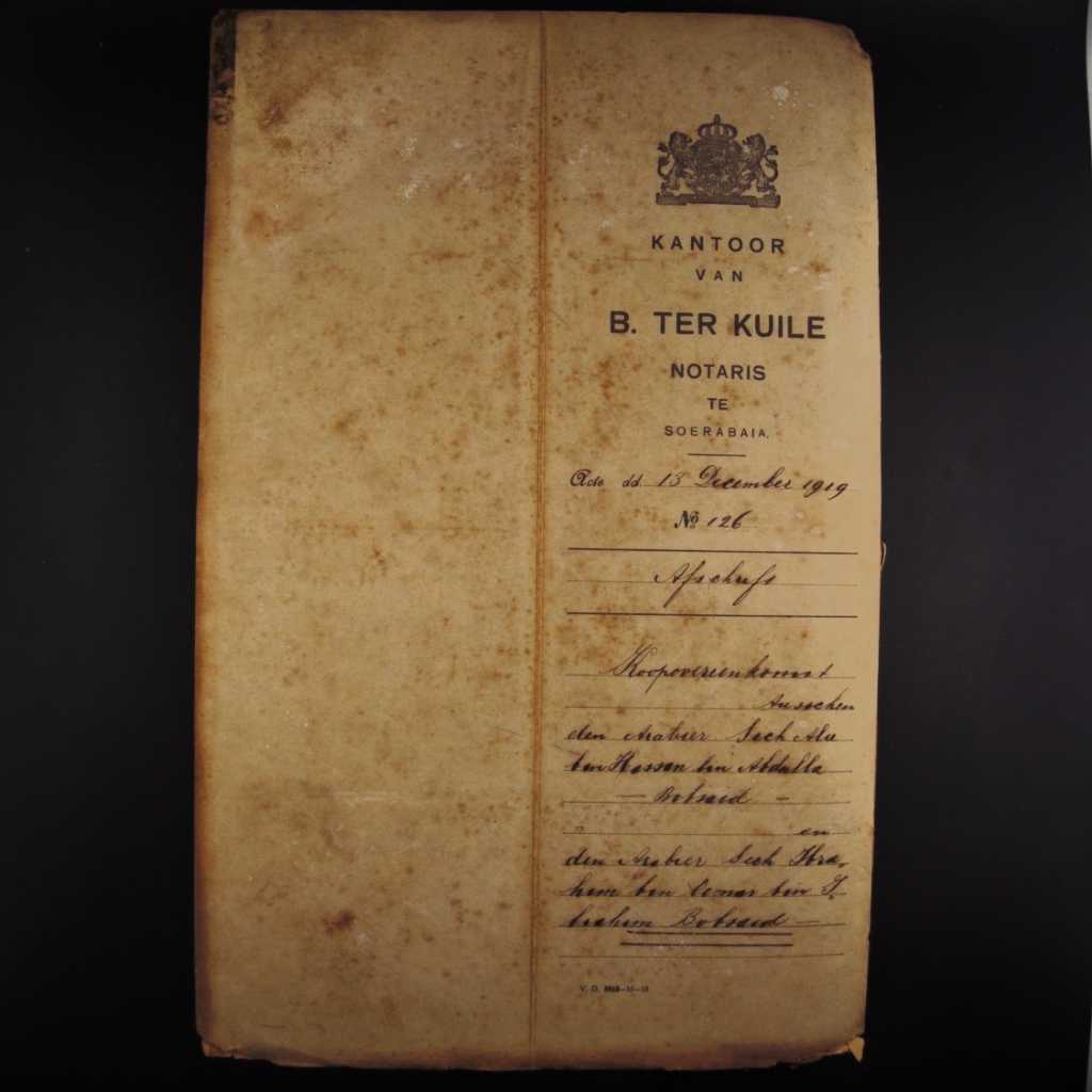 Koleksi Dokumen Akta Jual Beli Tanah Pemerintahan Hindia Belanda Wilayah Surabaya Tanggal 13 Desember 1919 No 126