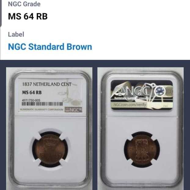 1837 Nederland cent Ms 65 RB