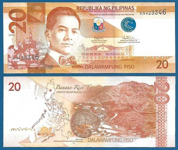 BL 1925 Per 1 Lembar Philippiness Filipina 20 Piso tahun 2017 UNC Mulus Baru