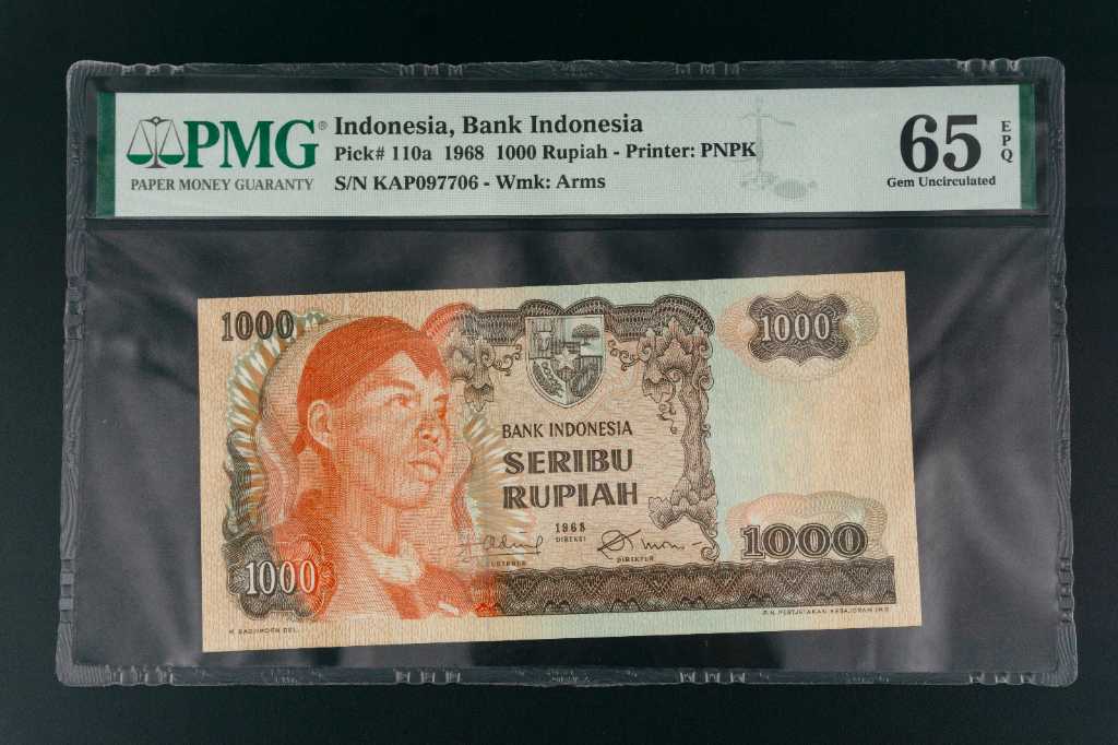 UANG PMG 1000 RUPIAH 1968 SCORE 65 EPQ