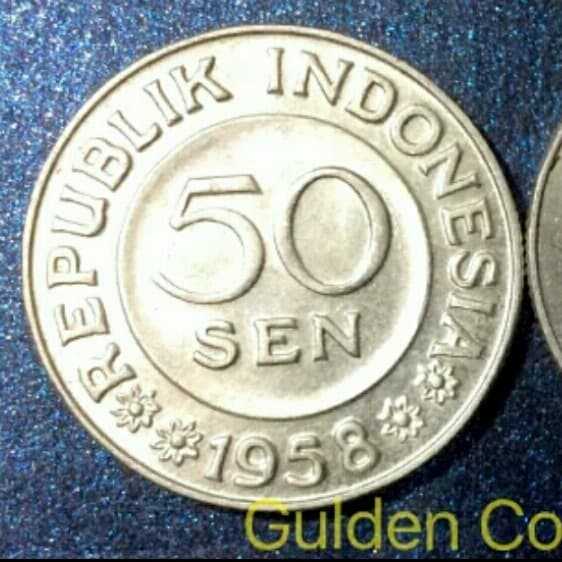 Uang kuno 50 sen koin garuda tahun 1958