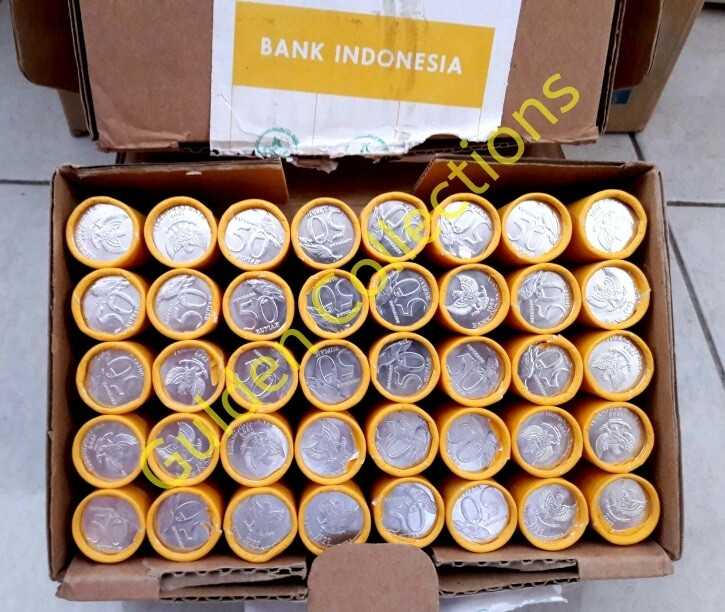 1 Roll Uang Kuno Koin Indonesia 50 Rupiah Kepodang 1999 UNC
