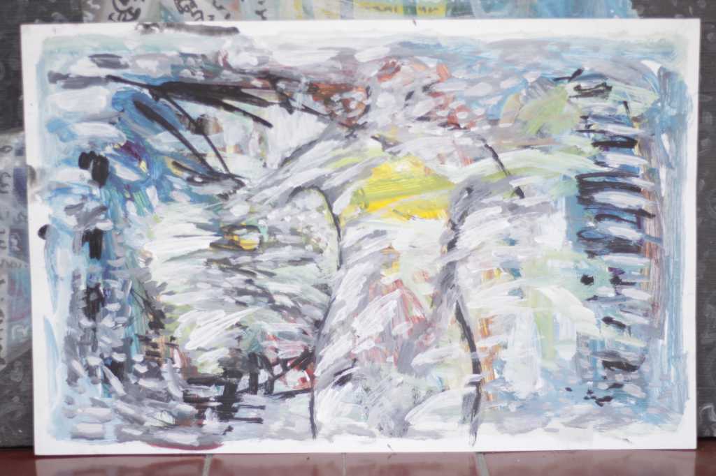 Lukisan akrilik ,tinta diatas kertas ( Terbuka )