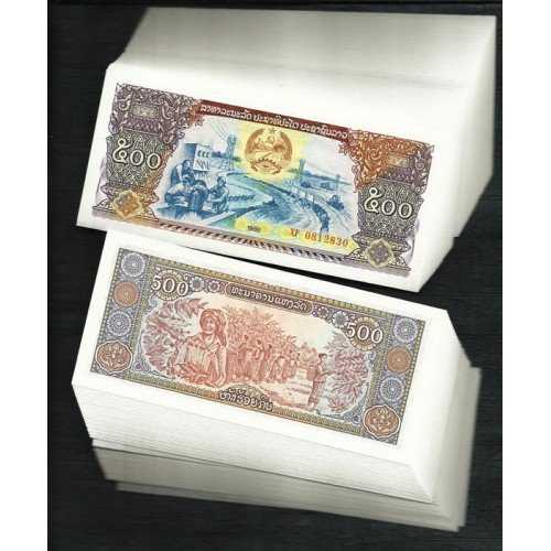 Stwb32 LAOS 500 Kip tahun 1988 UNC Mulus Per 1 Lembar