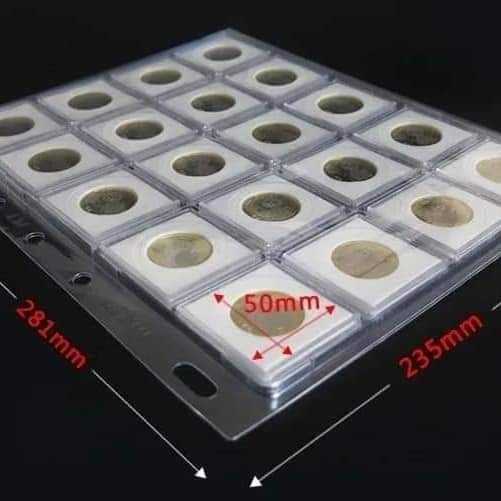 Refill PET 281 x 235mm 20 lubang kapsul koin kotak 45mm