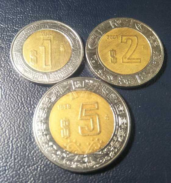 A 1634 Set 3 Keping Koin Bimetal 1 2 5 Mexico Bekas Sesuai Gambar