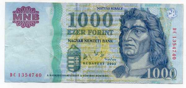 Bl2777 Hungaria 1000 Forint Tahun 2006 VF Banyak Lipatan Sesuai Gambar