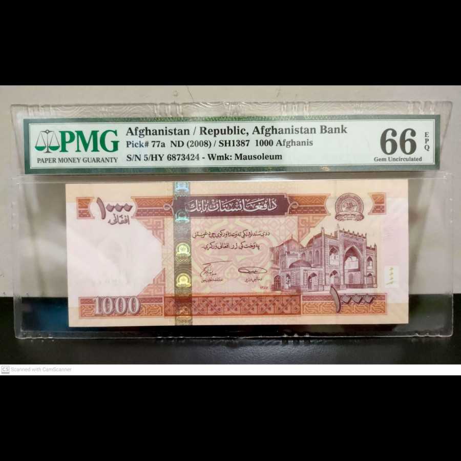 Afghanistan 1000 Afghanis SH 1387 UNC PMG 66 EPQ