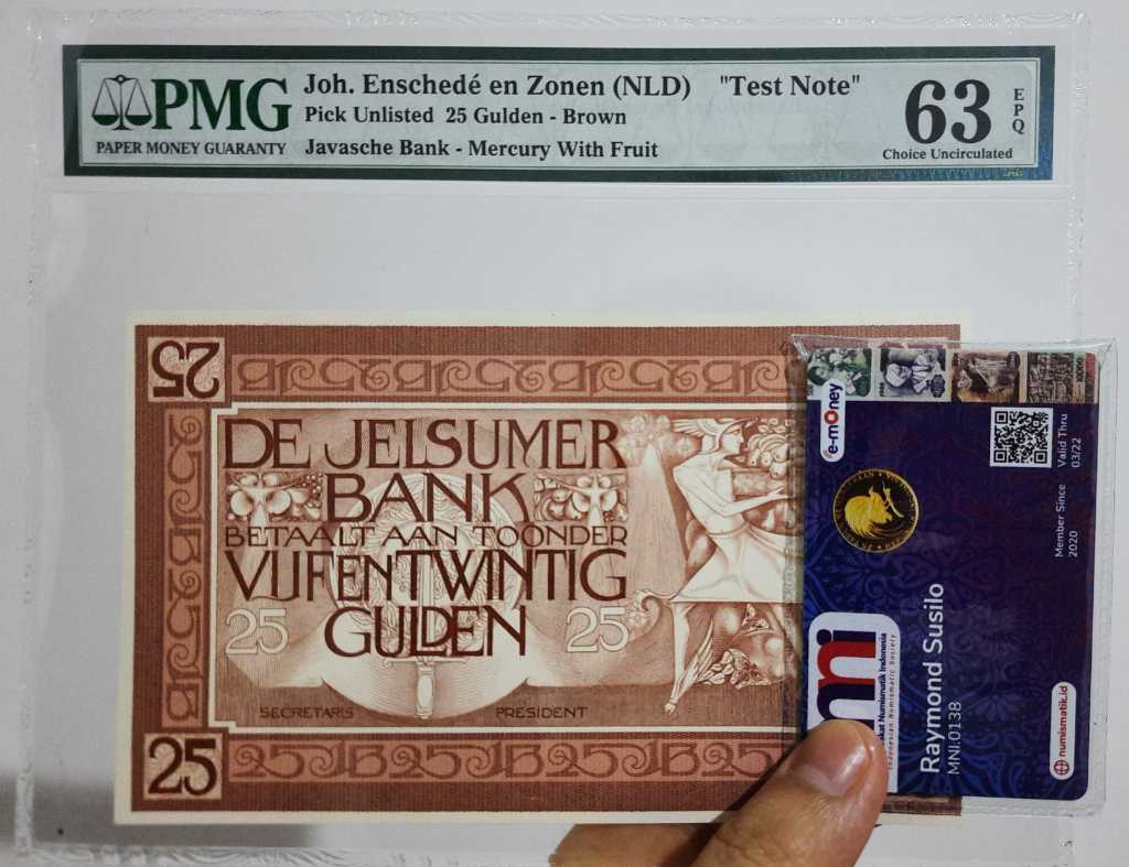 PMG65 EPQ Testnote 25 Gulden Joh. Enschede en Zonen