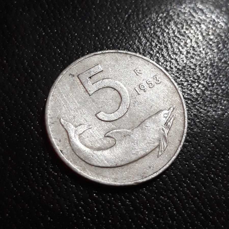 Italia ( Italy ) - 5 Lire 1953 : Koin / Asing / Kuno