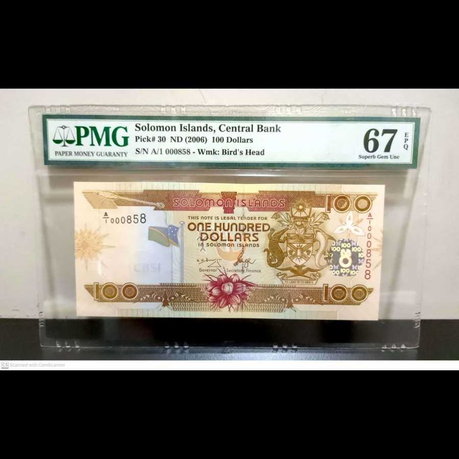 Solomon 100 Dollars Low Serial UNC PMG 67 EPQ