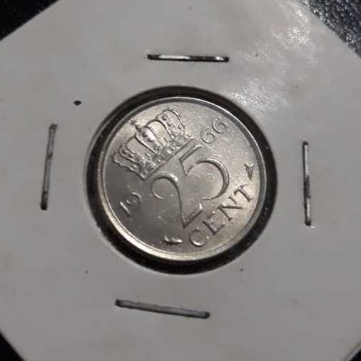 Belanda ( Netherlands ) - 25 Cents 1966 : Koin / Asing / Kuno