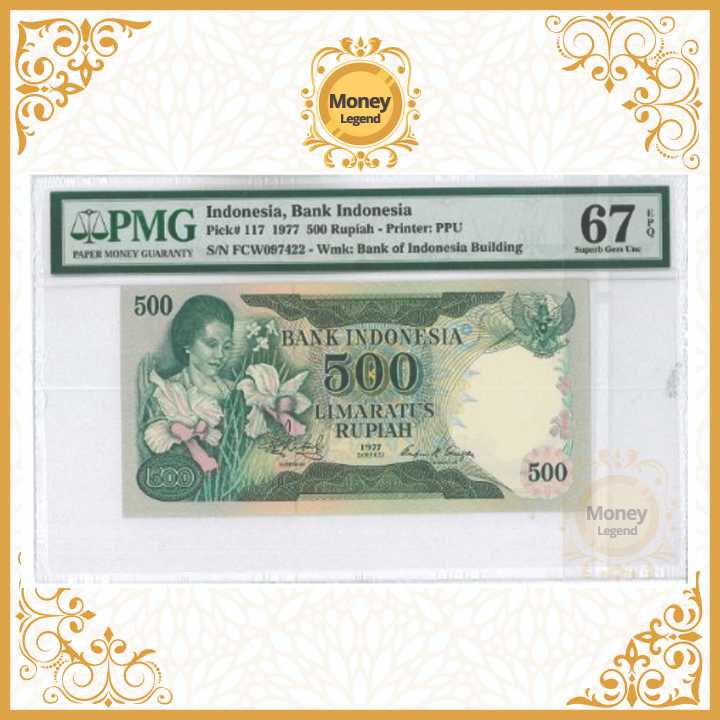 Uang Kuno Indonesia 500 Rupiah Anggrek PMG 67