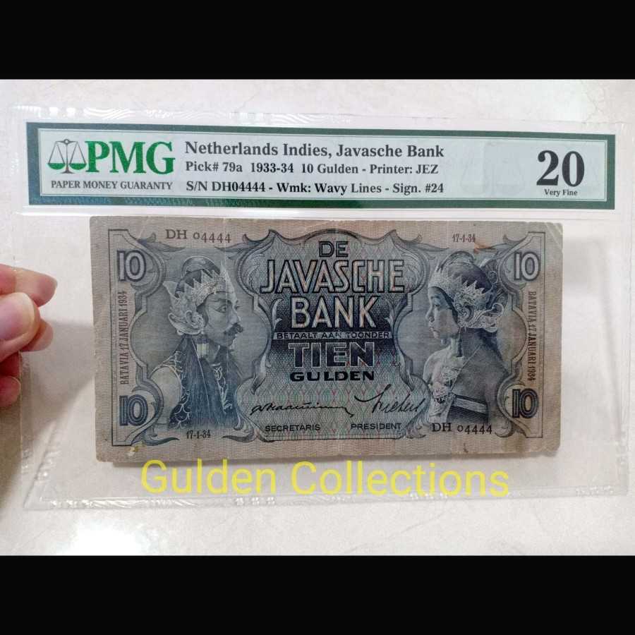 NETHERLANDS INDIES WAYANG 10 GULDEN SOLID 4444 PMG 20 RARE