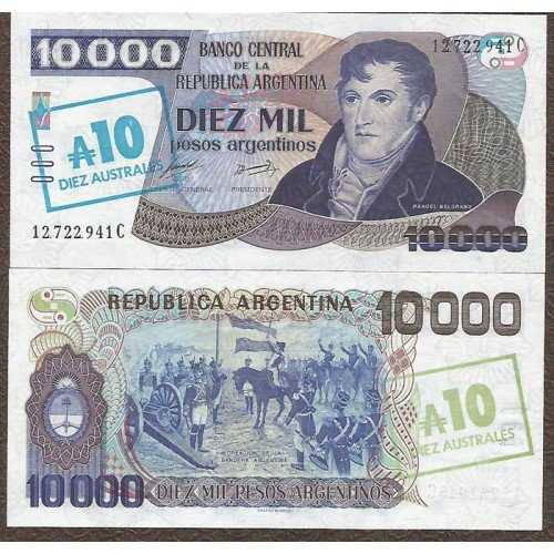 stwb375 ARGENTINA NOTE 1985 10 AUSTRALES on 10000 PESOS ARGENTINOS Per 1 pcs